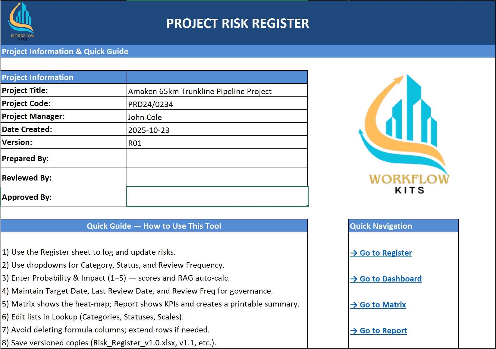 Project Risk Register (Excel)